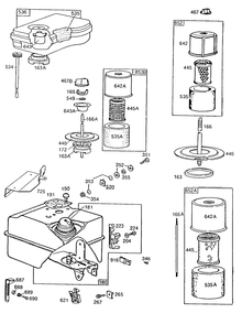 Air Cleaner Grps,fuel Tank Diagram and Parts List for 112252-0049-XX  Briggs and Stratton Engine